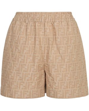 Fendi Shorts in cotone e lino - Neutro