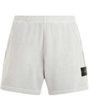 Stone Island Fleece-Lined Cotton Shorts - White