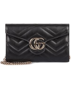 Gucci Gg Marmont Leather Wallet On Chain - Gray