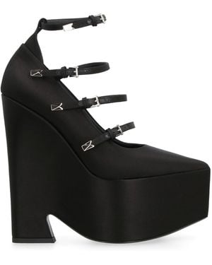 Versace Satin Wedge Court Shoes - Black