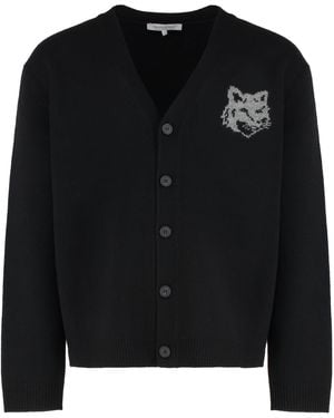 Maison Kitsuné Merino Wool Cardigan - Black