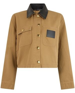 Balenciaga Short Jacket With Dark Elegant Collar - Natural