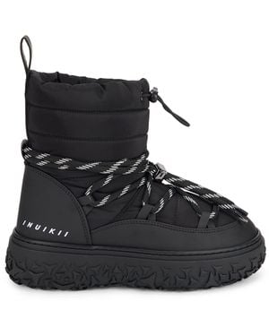 Inuikii Technical Fabric Winter Mini Boots With Front Lacing - Black