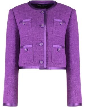 Dolce & Gabbana Rachel Wool-Blend Tweed Jacket - Purple