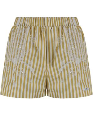 Elisabetta Franchi Shorts in popeline rigato - Neutro