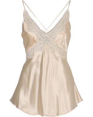 Alberta Ferretti Elegant Satin Top With V-neck - Natural
