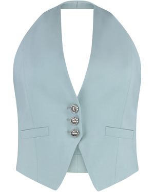 Pinko Moretta Single-Breasted Vest - Blue