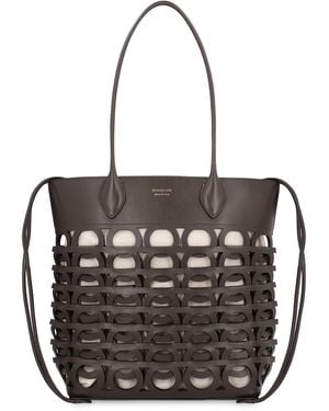 Ferragamo Tote Bag Gancini M Calf Leather; Lining: Linen - Black
