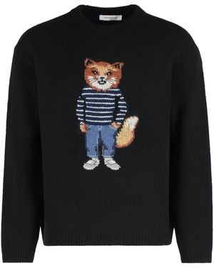 Maison Kitsuné Maison Kitsuné Dressed "Fox" Intarsia Wool Jumper - Black