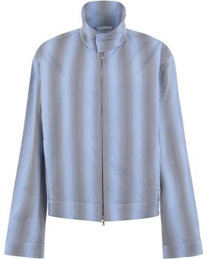 Dries Van Noten Striped Cotton Jacket - Blue
