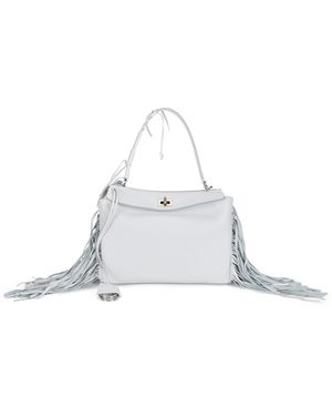 Balenciaga Borsa Rodeo Piccola in pelle con frange - Bianco