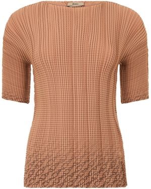 Herno Fitted Short-Sleeve Top With Texture - Brown
