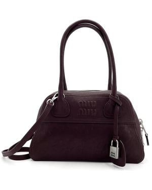 Miu Miu Borsa bowling Vivant in pelle scamosciata - Viola