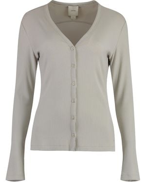 Calvin Klein Ribbed Knit Cardigan - Gray