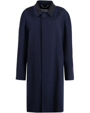 Maison Margiela Single-Breasted Wool Coat - Blue