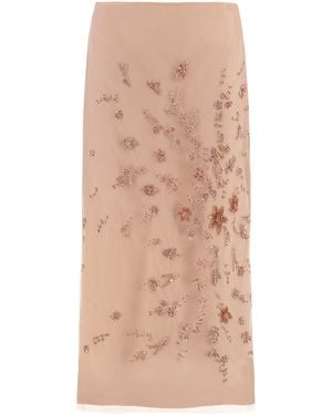 Fendi Embroidered Tulle Skirt - Natural