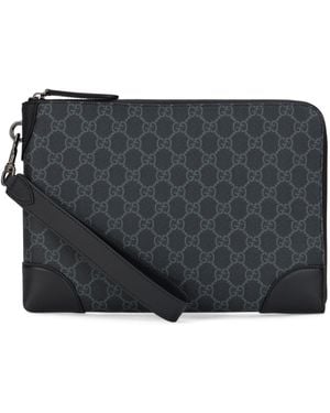Gucci Document Holder Gg Emblem Mini - Black