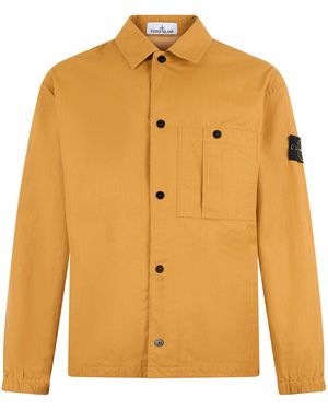 Stone Island Camicia Over in Ripstop di Cotone Biologico - Giallo