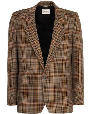 Saint Laurent Giacca in Principe di Galles - Marrone