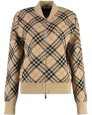 Burberry Checks Mock Collar Sweater - Natural