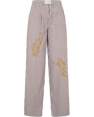 Des Phemmes Striped Trousers With Rhinestones - Multicolour