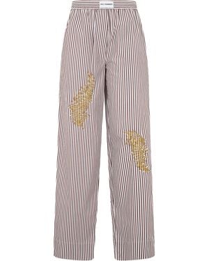 Des Phemmes Striped Pants With Rhinestones - Multicolor