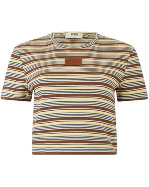 Fendi Striped Cropped T-Shirt - White