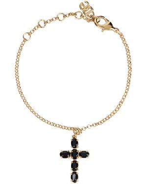 Dolce & Gabbana Thin Chain Bracelet With Cross Charm - White
