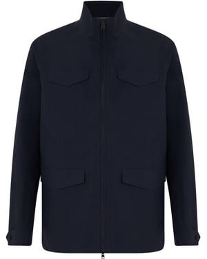 Herno Field Jacket With High Collar - Blue