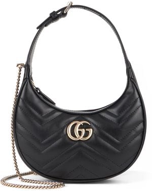 Gucci Borsa a spalla GG Marmont piccola in pelle - Nero