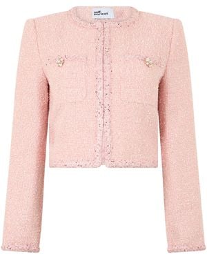 Self-Portrait Short Round-Neck Jacket - Pink