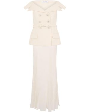 Self-Portrait Dress With Jewel Buttons - White