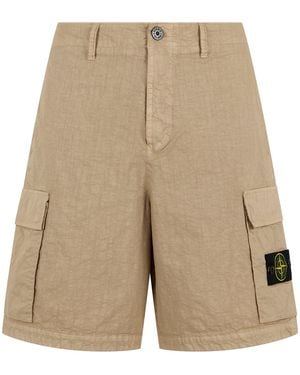 Stone Island Bermuda Cargo Technicians Shorts For - Natural