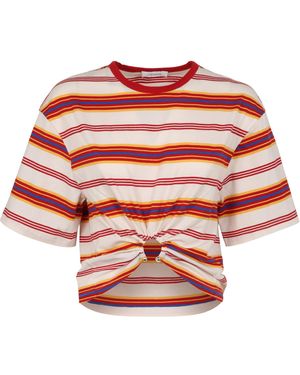 Rabanne T-shirt in cotone a righe - Rosso