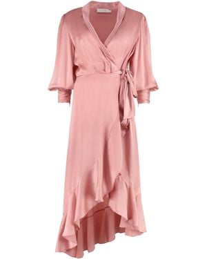 Zimmermann Silk Wrap-Dress - Pink