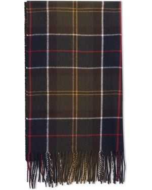 Barbour Checkered Scarf With Fringes - Black