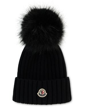 Moncler Cappello in maglia con logo - Nero