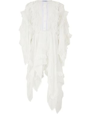 LES FILLES D'EVA Asymmetrical Dress With Frills - White