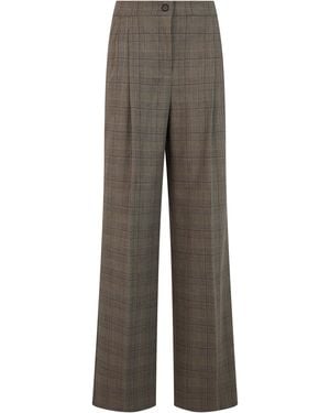 Pinko Chequered Wide-Leg Trousers With Elastic Waist - Grey