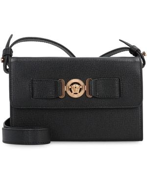 Versace Medusa Biggie Leather Crossbody Bag - Black