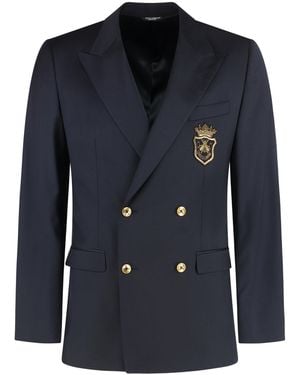 Dolce & Gabbana Double-Breasted Jacket With Patch - Blue