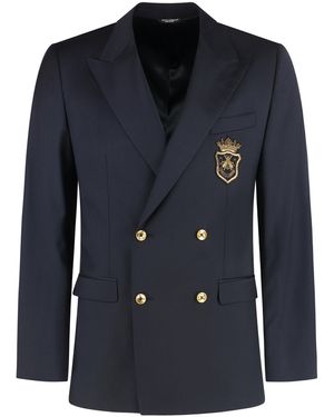 Dolce & Gabbana Double-Breasted Jacket With Patch - Blue