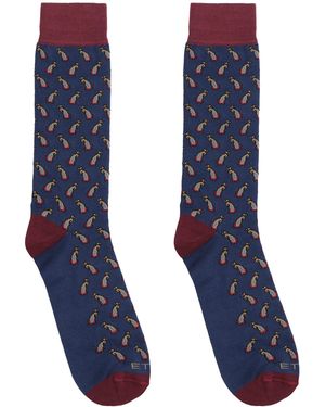 Etro Jacquard Cotton Socks - Blue