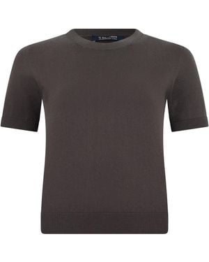 Max Mara Crew Neck Sweater With Short Sleeves - Gray