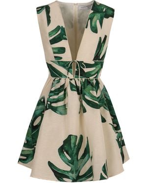 Raquel Diniz Linen And Silk Dress - Green
