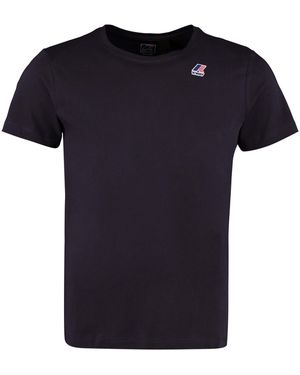 K-Way Logo Print Cotton T-Shirt - Black