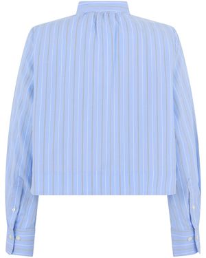 Veronica Beard Striped Crop Top - Blue