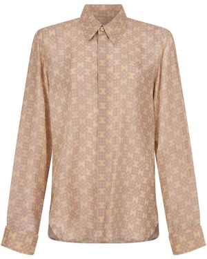 Dries Van Noten Silk Shirt With Print - Natural