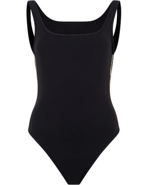 Burberry Swimsuit With Checked Details - Black