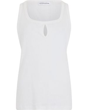 Victoria Beckham Tank Top Made Of Cotton And Linen - White